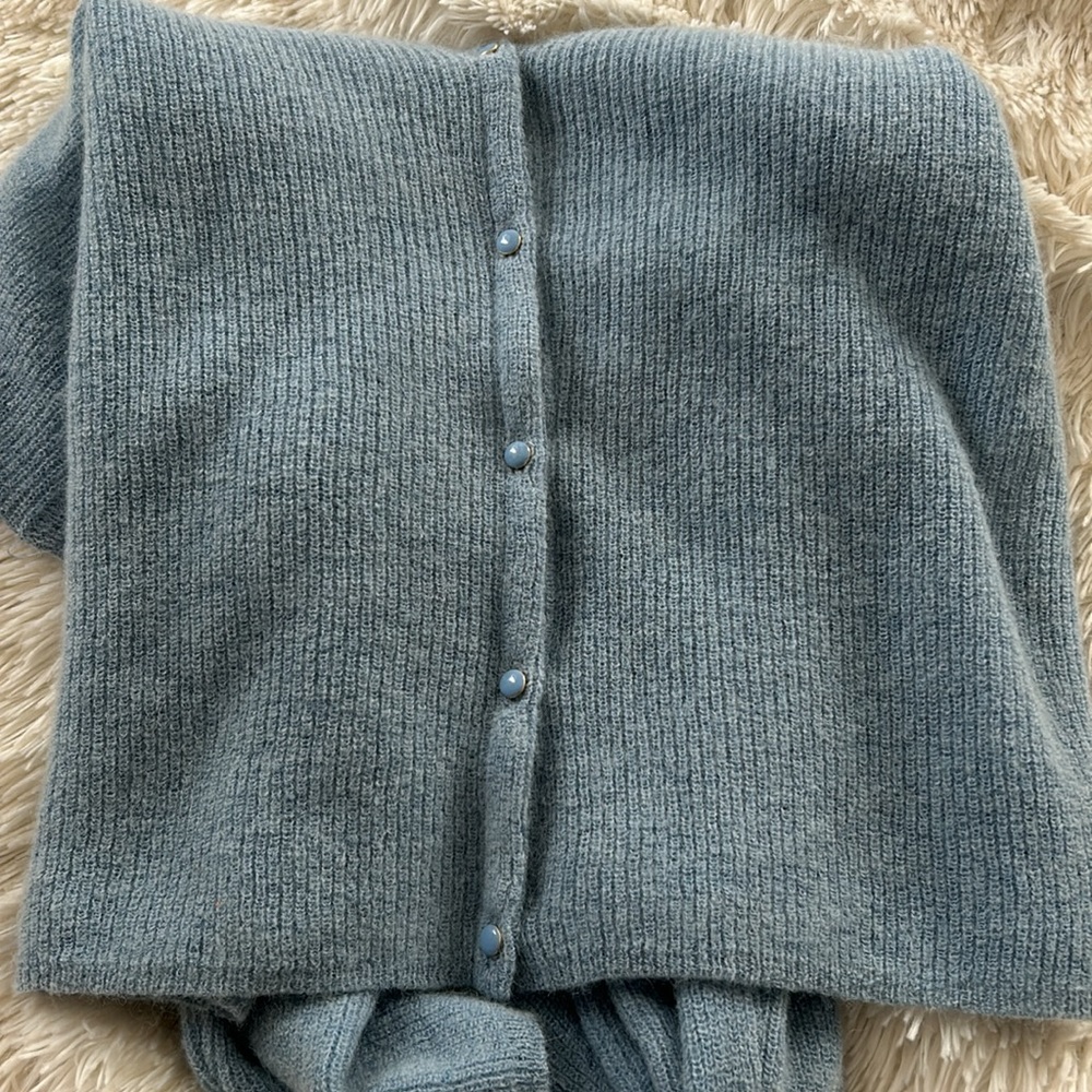 Sezane Blue V-Neck Button Cardigan - Picture 4 of 5